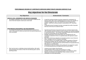 Key objectives for the Directorate