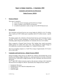 Report to Budget Committee - 4 September 2002