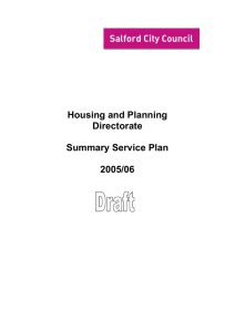 Housing and Planning Directorate  Summary Service Plan