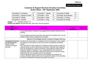  Customer &amp; Support Services Scrutiny Committee – 26 Action Sheet