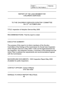 REPORT OF THE LEAD MEMBER FOR CHILDREN’S SERVICES