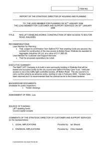 ITEM NO. REPORT OF THE STRATEGIC DIRECTOR OF HOUSING AND PLANNING