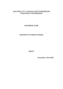 SALFORD CITY COUNCIL/CAPITA/MORRISON STRATEGIC PARTNERSHIP BUSINESS CASE HIGHWAYS PAYBACK MODEL