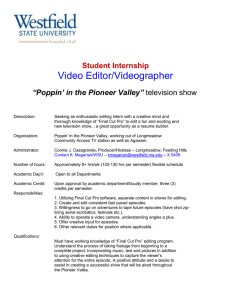 Video Editor/Videographer  Student Internship “Poppin’ in the Pioneer Valley”