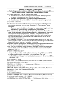 Report of the Assistant Chief Executive –8 January 2006