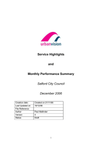 Service Highlights and Monthly Performance Summary