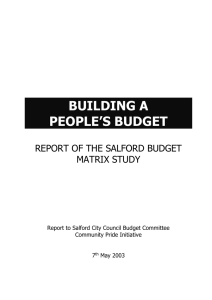 BUILDING A PEOPLE’S BUDGET REPORT OF THE SALFORD BUDGET