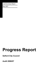 Progress Report Salford City Council  Audit 2006/07