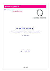 QUARTERLY REPORT ICT Services… – June 2007