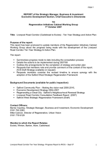 REPORT of the Strategic Manager, Business &amp; Investment ’s Directorate