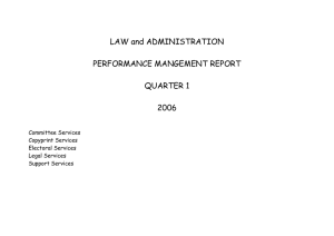LAW and ADMINISTRATION  PERFORMANCE MANGEMENT REPORT QUARTER 1