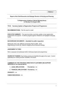 ITEM NO. 7 To Regeneration Initiatives Cabinet Working Group