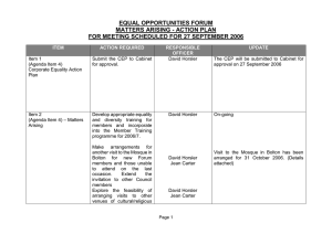 EQUAL OPPORTUNITIES FORUM MATTERS ARISING - ACTION PLAN