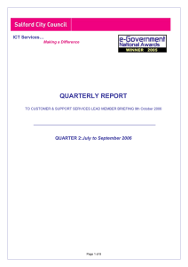 QUARTERLY REPORT ICT Services… July to September 2006