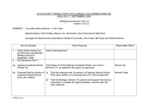 ACTION SHEET ARISING FROM THE PLANNING LEAD MEMBER BRIEFING SEPTEMBER, 2006