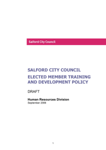 SALFORD CITY COUNCIL ELECTED MEMBER TRAINING AND DEVELOPMENT POLICY