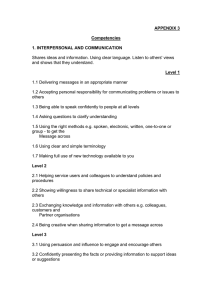APPENDIX 3  Competencies 1. INTERPERSONAL AND COMMUNICATION