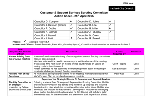  Customer &amp; Support Services Scrutiny Committee – 25 Action Sheet