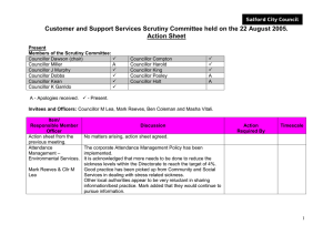 Customer and Support Services Scrutiny Committee held on the 22... Action Sheet