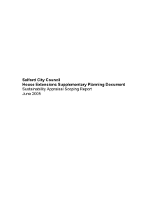 Salford City Council House Extensions Supplementary Planning Document Sustainability Appraisal Scoping Report