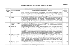 Appendix 2 RISK ASSESSMENT OF REQUIREMENT FOR RESERVES 2006/07 2006/07