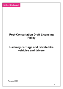 Post-Consultation Draft Licensing Policy  Hackney carriage and private hire