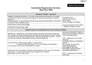 Sustainable Regeneration Scrutiny. Work Plan 2009