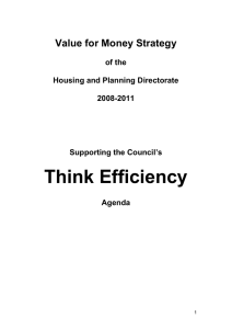 Think Efficiency Value for Money Strategy  of the