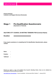 Stage 1 Pre Qualification Questionnaire  Duration