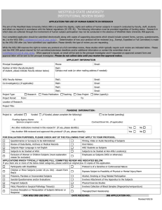 WESTFIELD STATE UNIVERSITY INSTITUTIONAL REVIEW BOARD