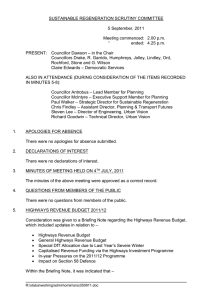 SUSTAINABLE REGENERATION SCRUTINY COMMITTEE  5 September, 2011 Meeting commenced:  2.00 p.m.