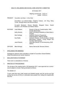 HEALTH, WELLBEING AND SOCIAL CARE SCRUTINY COMMITTEE  26 October 2011