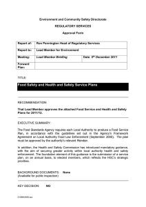 Environment and Community Safety Directorate  REGULATORY SERVICES Approval Form