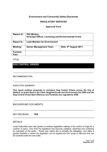 Environment and Community Safety Directorate REGULATORY SERVICES Approval Form