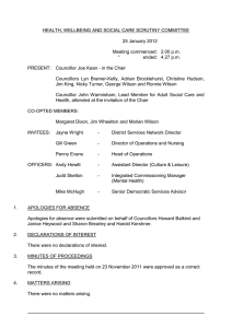 HEALTH, WELLBEING AND SOCIAL CARE SCRUTINY COMMITTEE  25 January 2012
