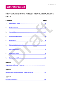 DRAFT MANAGING PEOPLE THROUGH ORGANISATIONAL CHANGE POLICY Contents