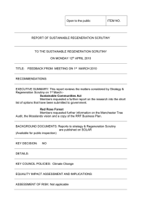 Open to the public ITEM NO. REPORT OF SUSTAINABLE REGENERATION SCRUTINY