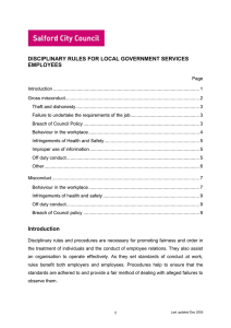 DISCIPLINARY RULES FOR LOCAL GOVERNMENT SERVICES EMPLOYEES