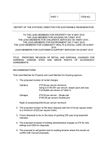 PART 1 ITEM NO. REPORT OF THE STATEGIC DIRECTOR FOR SUSTAINABLE REGENERATION