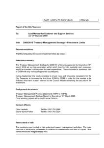 – Investment Limits 2009/2010 Treasury Management Strategy