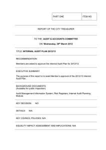 PART ONE ITEM NO. REPORT OF THE CITY TREASURER