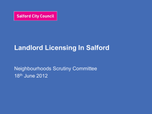 Landlord Licensing In Salford Neighbourhoods Scrutiny Committee 18 June 2012