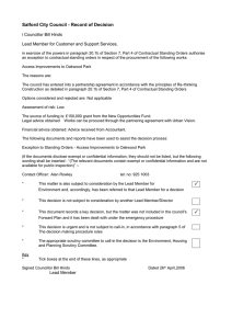 Salford City Council - Record of Decision Councillor Bill Hinds