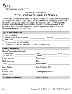 Personal Support Worker Provider Enrollment Application and Agreement
