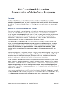 PCAS Course Materials Subcommittee Recommendation on Selection Process Reengineering  Overview