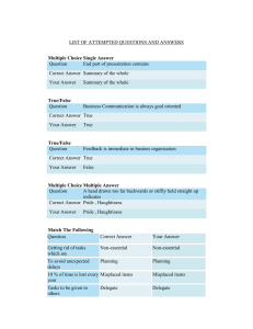 LIST OF ATTEMPTED QUESTIONS AND ANSWERS Question End part of presentation contains