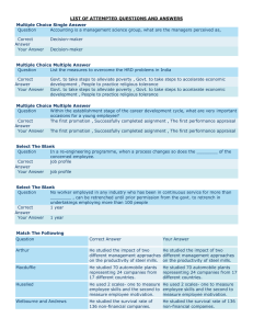 LIST OF ATTEMPTED QUESTIONS AND ANSWERS Multiple Choice Single Answer Question