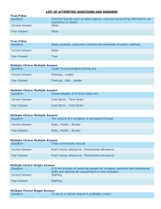 LIST OF ATTEMPTED QUESTIONS AND ANSWERS True/False Question