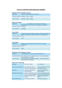 LIST OF ATTEMPTED QUESTIONS AND ANSWERS Question Types of psychological pricing are