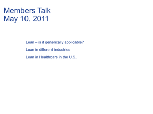 Members Talk May 10, 2011 – is it generically applicable? Lean